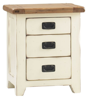 AND CREAM BEDSIDE CABINET 3 DRAWER CORNDELL