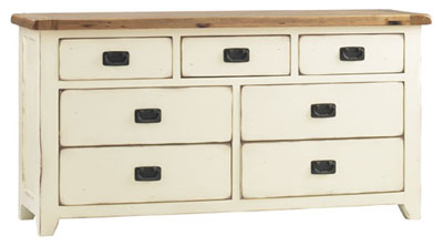 oak AND CREAM CHEST OF DRAWERS 3 OVER 4 CORNDELL