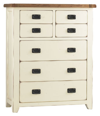 oak AND CREAM CHEST OF DRAWERS 4 OVER 3 CORNDELL