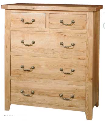 oak CHEST OF DRAWERS 2 OVER 3 COTSWOLD RUSTIC