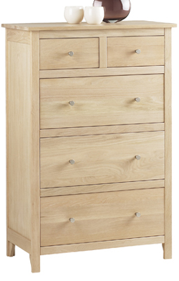 oak Chest of Drawers 2 Over 3 Deep Drawer