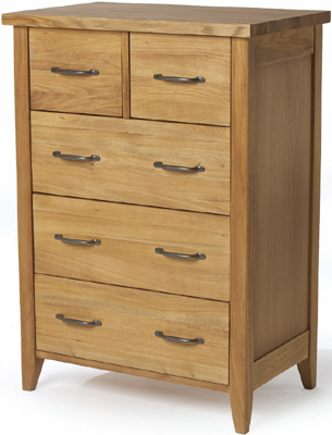 OAK CHEST OF DRAWERS 3 PLUS 2