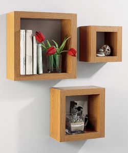 Oak Finish Set of 3 Chunky Cubes