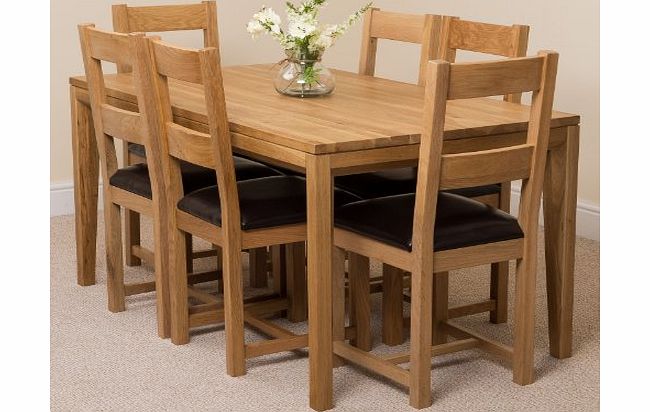 OAK FURNITURE KING BEVEL SOLID OAK 150 DINING ROOM TABLE AND LINCOLN CHAIRS *Available with 4 or 6 chairs* (6)