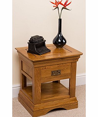 FRENCH RUSTIC SOLID OAK LAMP SIDE TABLE