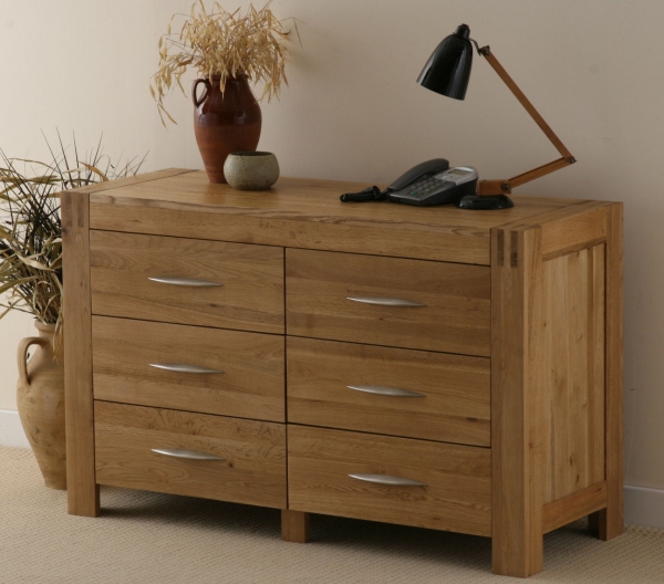 Oak Furniture Land Alto Solid Oak 6 Drawer Wide Chest