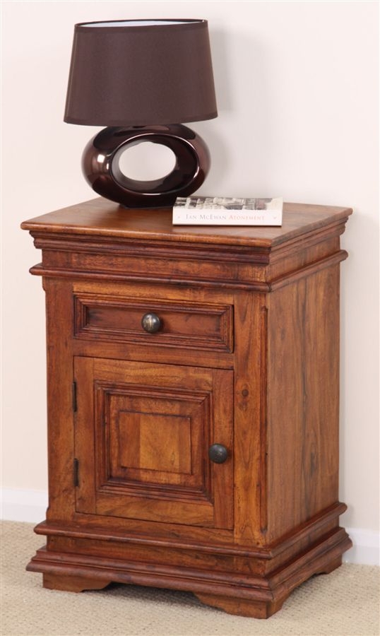 Oak Furniture Land Klassique Teak Indian 1 Drawer Bedside Cabinet