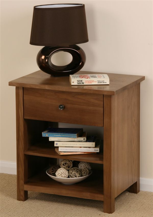 Wesley Ash Bedside Table With One Drawer And Two