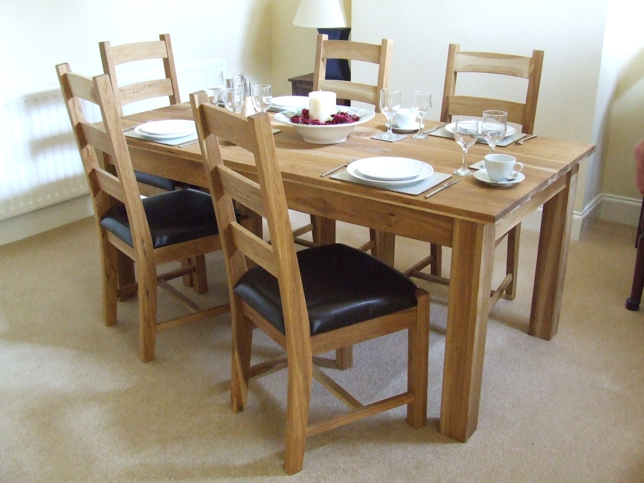 Oak Solid Oak Dining Table Set 160cm -Oak Chairs-