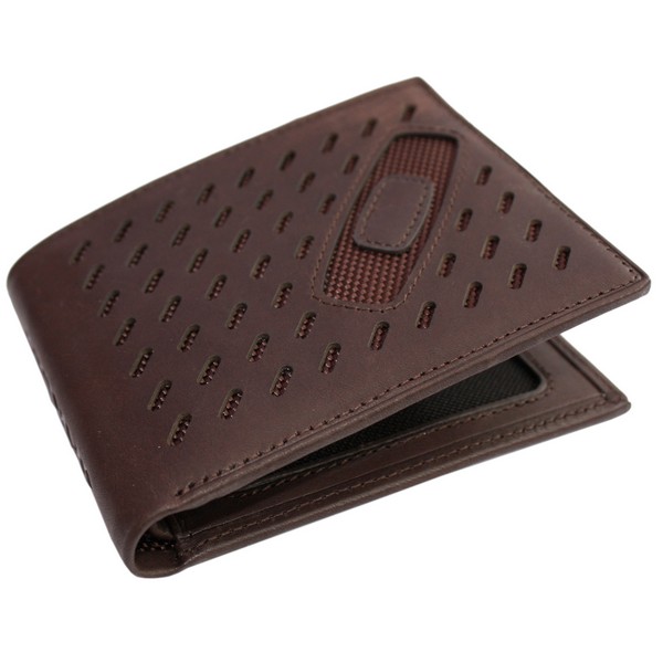 Brown Square O Perf Wallet by