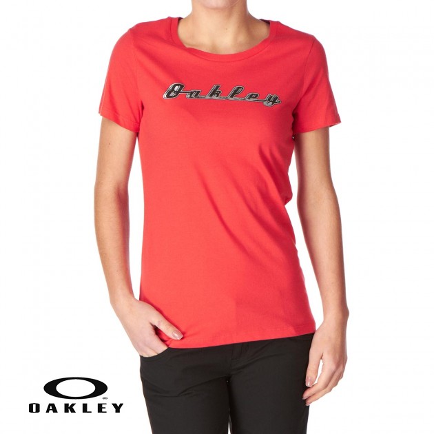 Womens Oakley Barkette Tee T-Shirt - Cherry Red