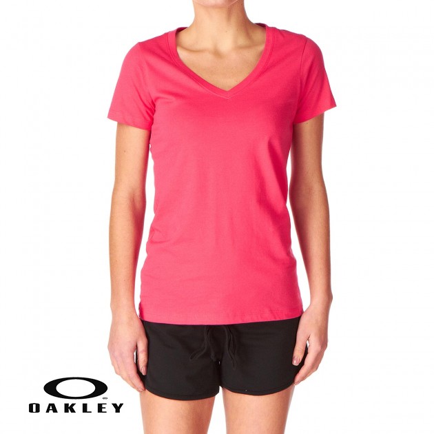 Womens Oakley Classic V T-Shirt - Bright Fuchsia