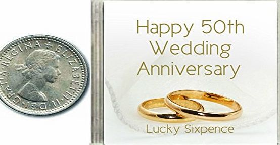 Oaktree Gifts Lucky Silver Sixpence Coin 50th Golden Wedding Anniversary Gift. Includes presentation keepsake box, great present idea