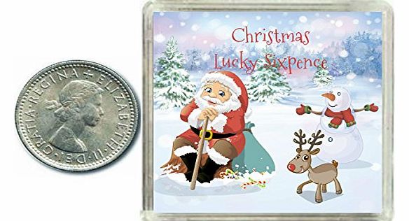 Merry Christmas & Happy New Year Lucky Silver Sixpence Coin Gift or Traditional Decoration Keepsake. Includes Presentation Box. Great inspirational family good luck charm. Present idea for xmas. M