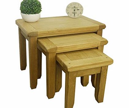  - NEST OF 3 OAK TABLES/ SOLID LAMP TABLE / LIVING ROOM SIDE UNITS