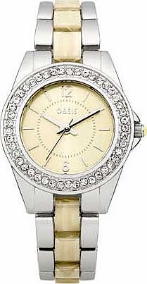 Oasis Ladies Gold and Horn Bracelet Watch