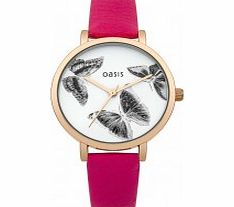 Oasis Ladies Pink Leather Strap Watch