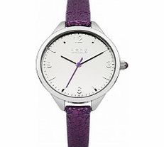 Oasis Ladies Silver and Purple Glitter Strap Watch