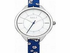 Oasis Ladies White and Blue Floral Strap Watch