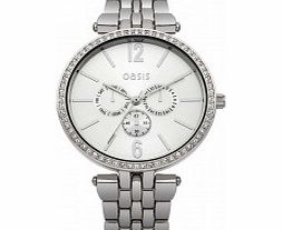 Oasis Ladies White and Silver Tone Bracelet Watch