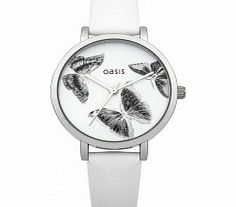 Oasis Ladies White Leather Strap Watch