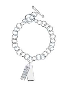 Sterling Silver Crystal Dog Tag Bracelet