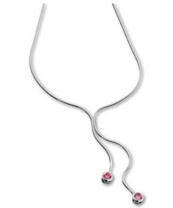 Oasis Sterling Silver Pink Cubic Zirconia Necklet