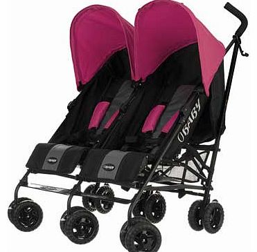Apollo Black and Grey Twin Stroller - Pink