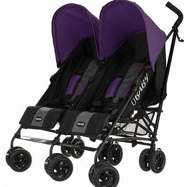 Obaby Apollo Black and Grey Twin Stroller - Purple