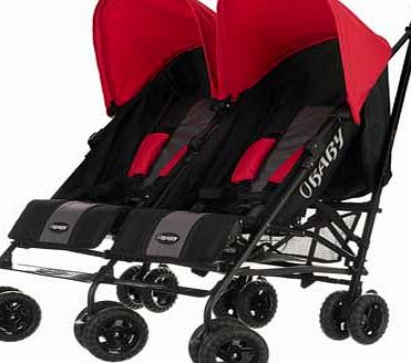Obaby Apollo Black and Grey Twin Stroller - Red