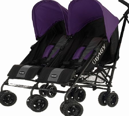 Obaby Apollo Twin Stroller Black with Purple Hood