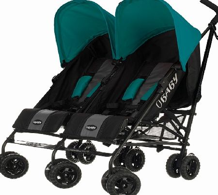 Obaby Apollo Twin Stroller Black with Turquoise