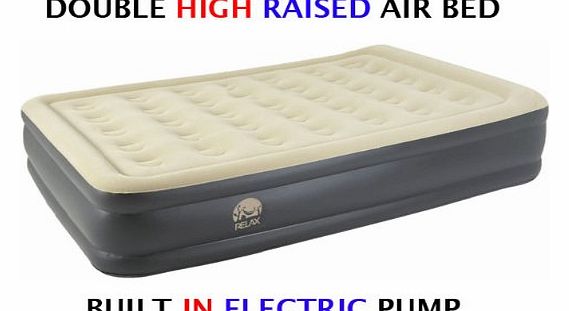 oCeans Express INFLATABLE HIGH PILLOW RAISED DOUBLE FLOCKED AIR BED MATTRESS AIRBED WITH BUILT IN ELECTRIC PUMP