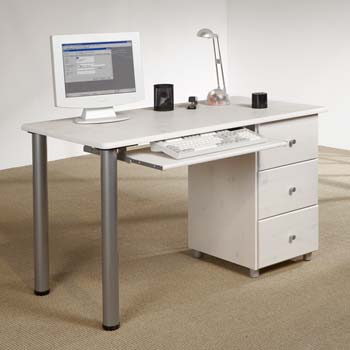 Oestergaard Mansa Solid Pine Computer Desk in White