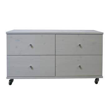 Oestergaard Mansa Solid Pine Mobile 4 Drawer Chest in White