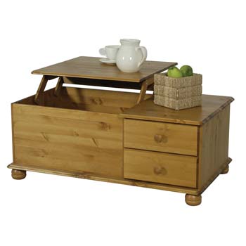 Oestergaard Wokingham Solid Pine Pop-up Coffee Table - WHILE