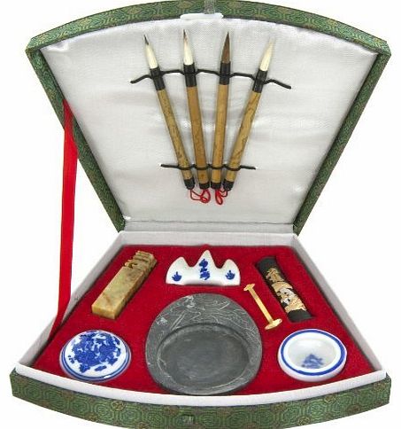 Oriental Furniture Best Arts Crafts Creative Educational Gift Ideas 2011, Complete Chinese Japanese Calligraphy Set in Fan Box Office Supplies Store Online, ofice