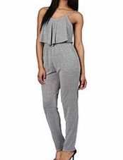 Silver-tone frilled jumpsuit