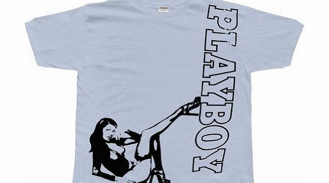 Playboy - Mens Go-go Girl Soft T-shirt - Small Grey