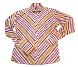 Multi stripe cutaway collar shirt