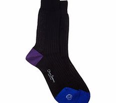 Dark navy pure cotton rib knit socks