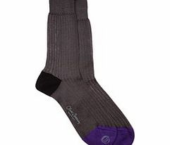 Grey pure cotton rib knit socks