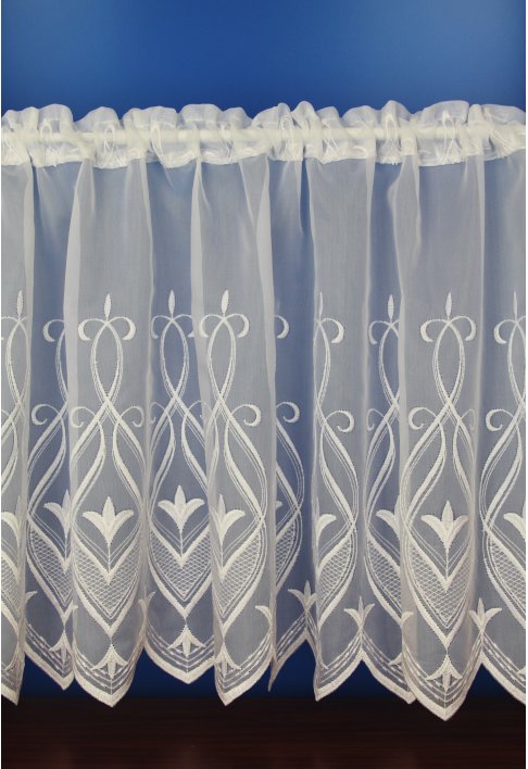 White Embroidered Voile Cafe Net Curtains