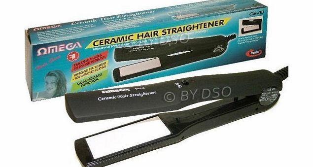 Omega Dual Voltage Ceramic Hair Straightener CS-08 New