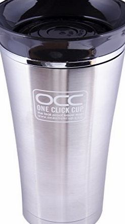 One Click Cup Premium TRAVEL MUG - Leak Proof - 5 Year Guarantee - One Click, One Handed Operation - Dishwasher Safe - Vacuum-insulated Stainless Steel - 4 Colours (475 ml Black)