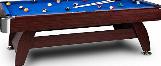 OneConcept  Brighton Pool Table Accessories Set (7 ft (122x82x214 cm), Robust MDF Body with Cherry Wood Veneer, Internal Ball Return) Blue