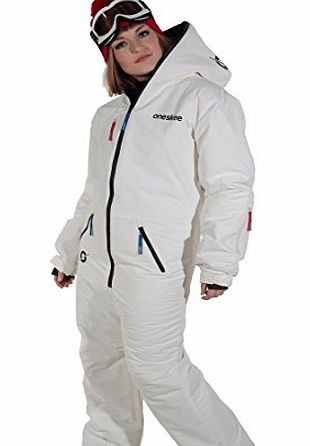 Oneskee Original White L ladies One piece ski suits cool All-in-one snowbarding jacket and pants