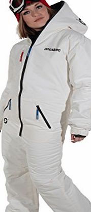 Oneskee Original White XS Ladies All-in-one Snowboarding Onesie - Snowboard Gear for the rebellious