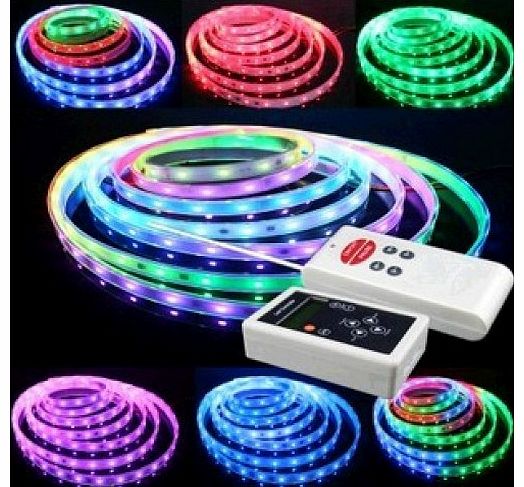 Onite 5M 5050 Colorful Casing Pipe Waterproof 150 SMD LED Strip Tape Light Flexible LED Ribbon 16.4ft MultiColor 20 Colours   RF Controller 