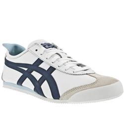 Male Mexico 66 Leather Upper Fashion Trainers in White and Blue